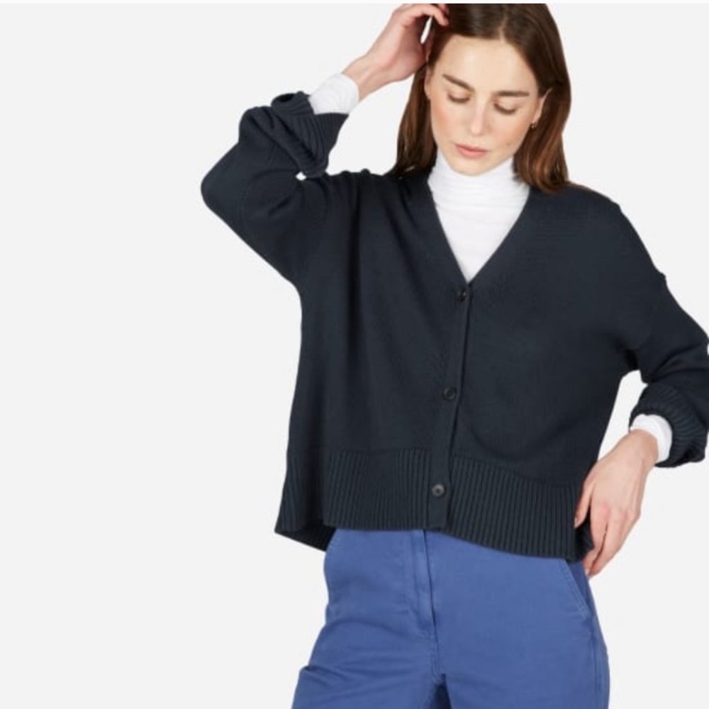 Everlane boxy cut cotton chunky cardigan sweater